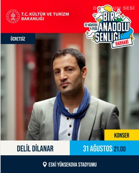 Kürt müziğinin sevilen isimlerinden Delil Dilanar, 31 Ağustos Pazar günü