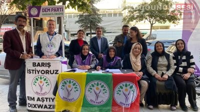 Hakkari merkezde DEM Parti tarafından başlatılan “Barış için İmza Kampanyası”