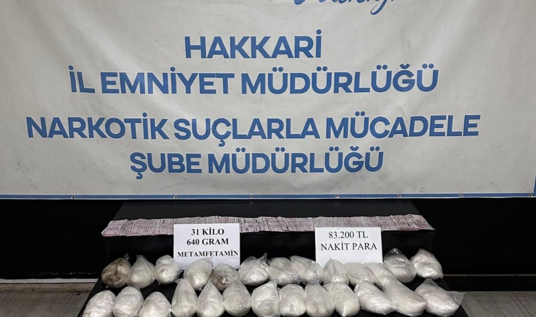 Hakkari’de Büyük Uyuşturucu Operasyonu: 31 Kilo 640 Gram Metamfetamin Ele Geçirildi Hakkari İl Emniyet Müdürlüğü Narkotik Suçlarla Mücadele Şube Müdürlüğü ekiplerinin